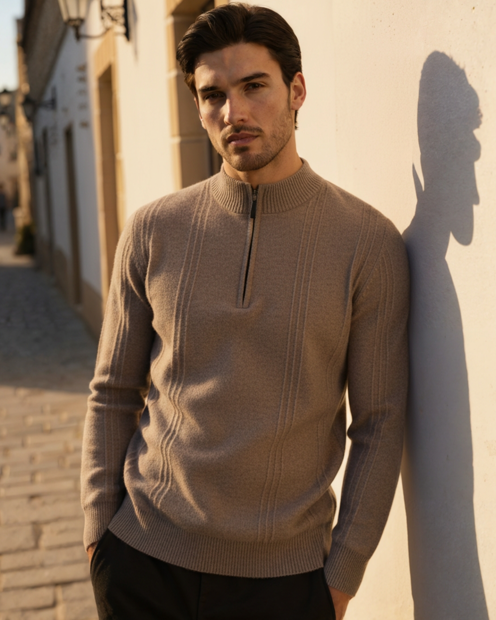 Cashmere Ribbed Half Zip
