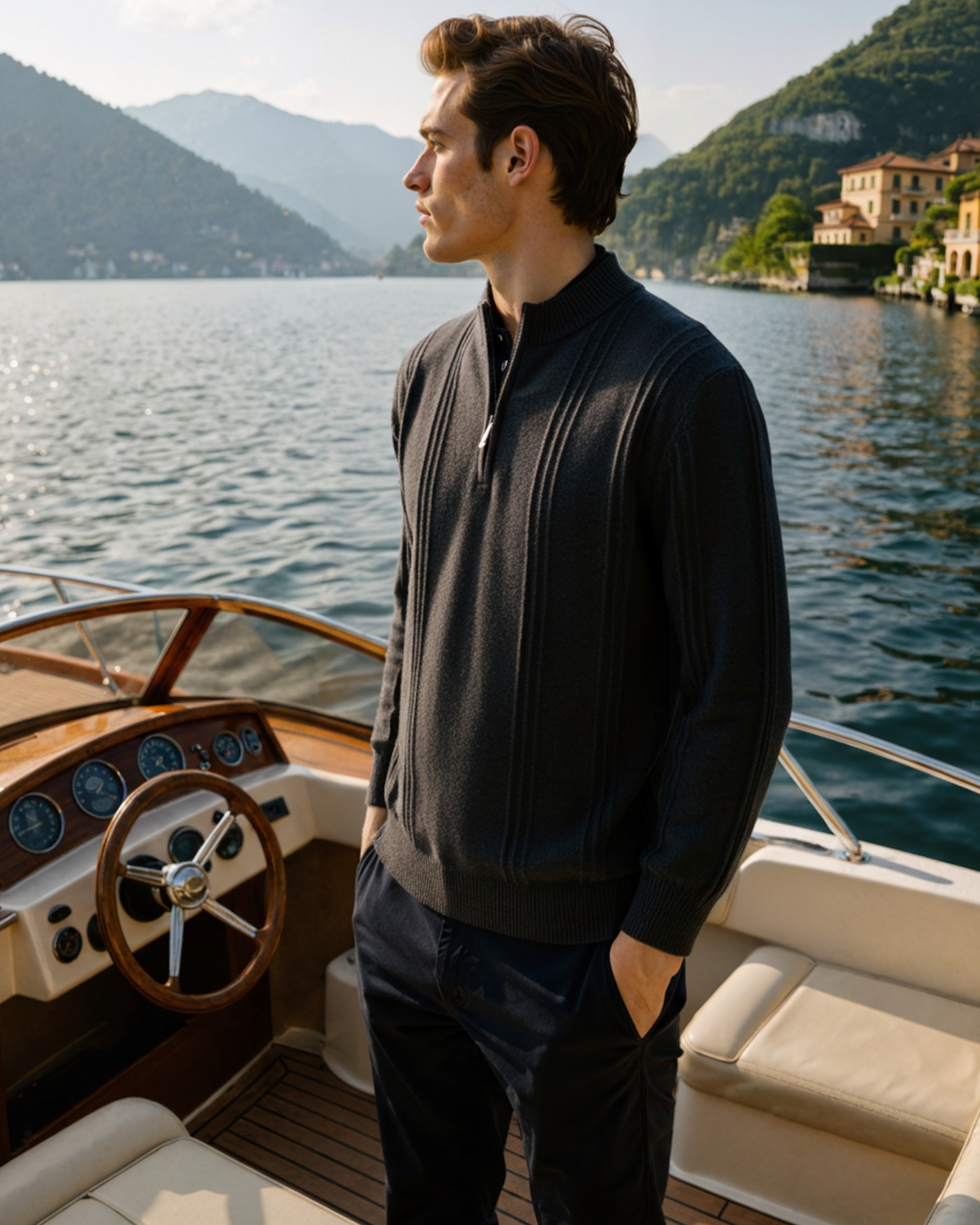 Cashmere Ribbed Half Zip