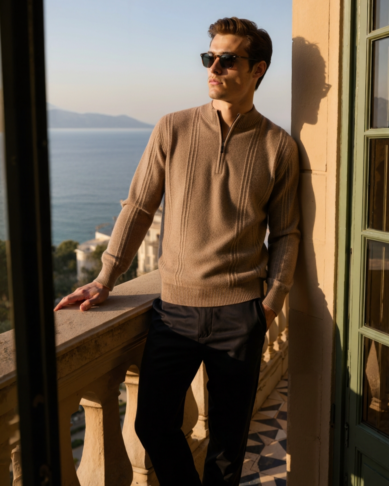 Cashmere Ribbed Half Zip