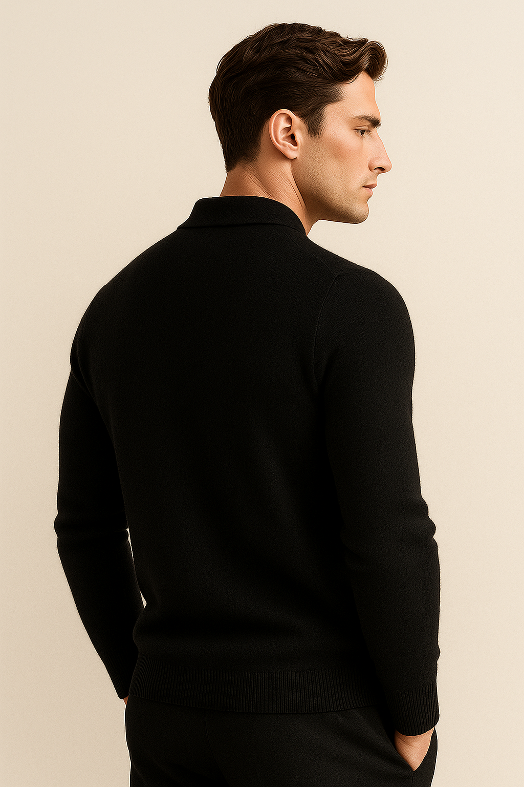 Alessandro Merino Polo Knit Black