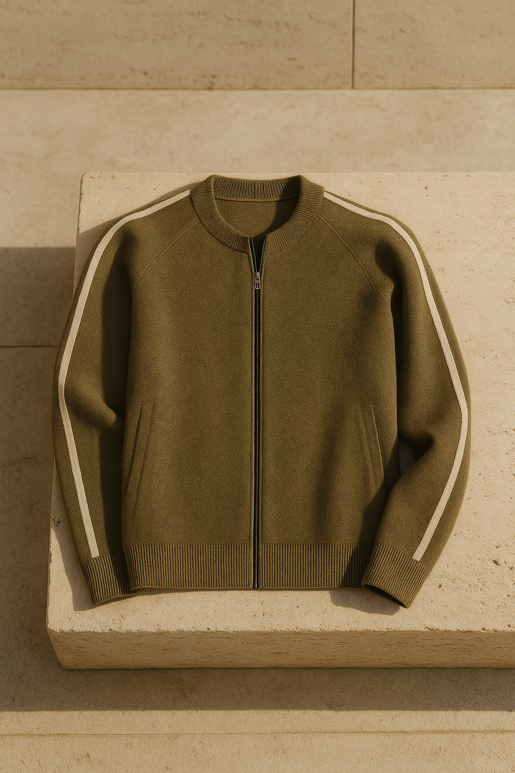 Lorenti Cashmere Zip Knit Olive