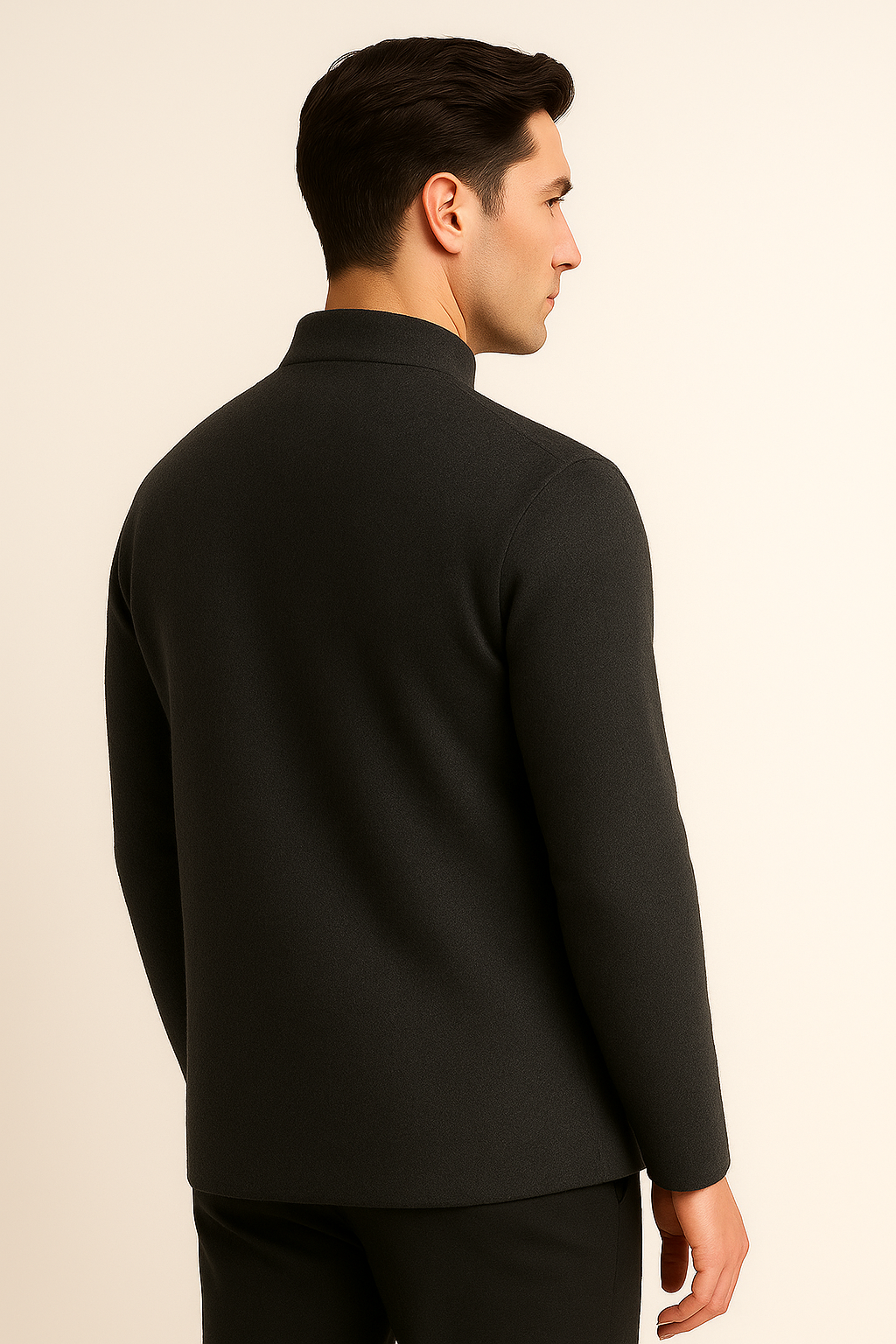 Lunaro Mandarin Wool Dark Grey