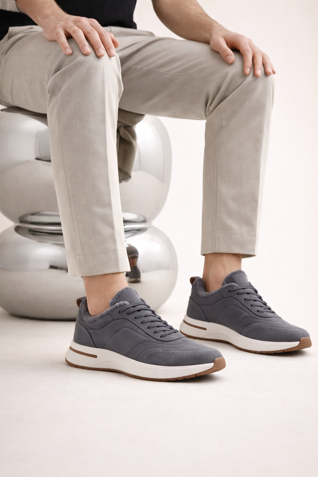 Rivaro Fur-Lined Sneaker Silver