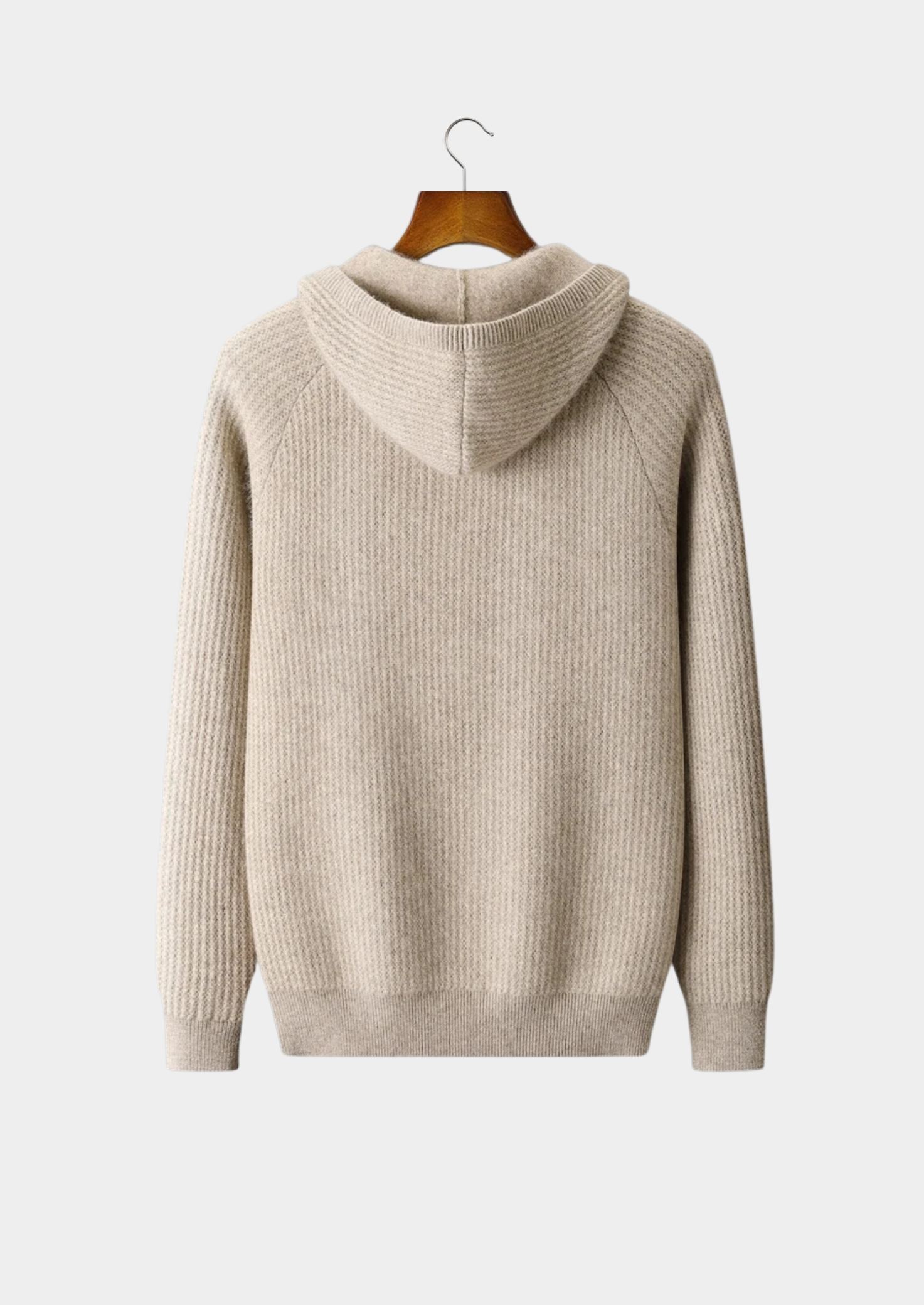MERVENS PURE EXTRA-FINE MERINO WOOL RIBBED ZIPPER HOODIE