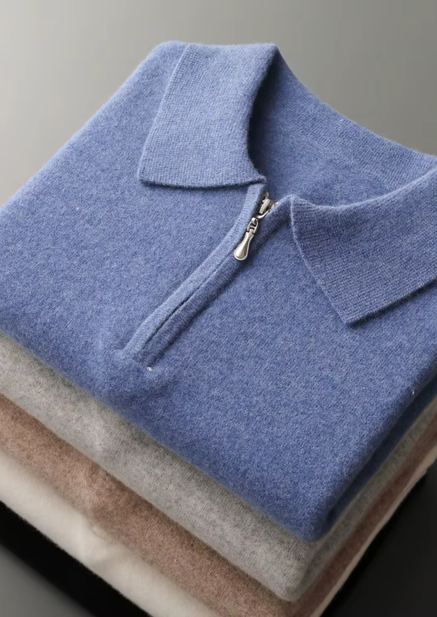 PURE EXTRA-FINE MERINO WOOL HALF ZIP POLO