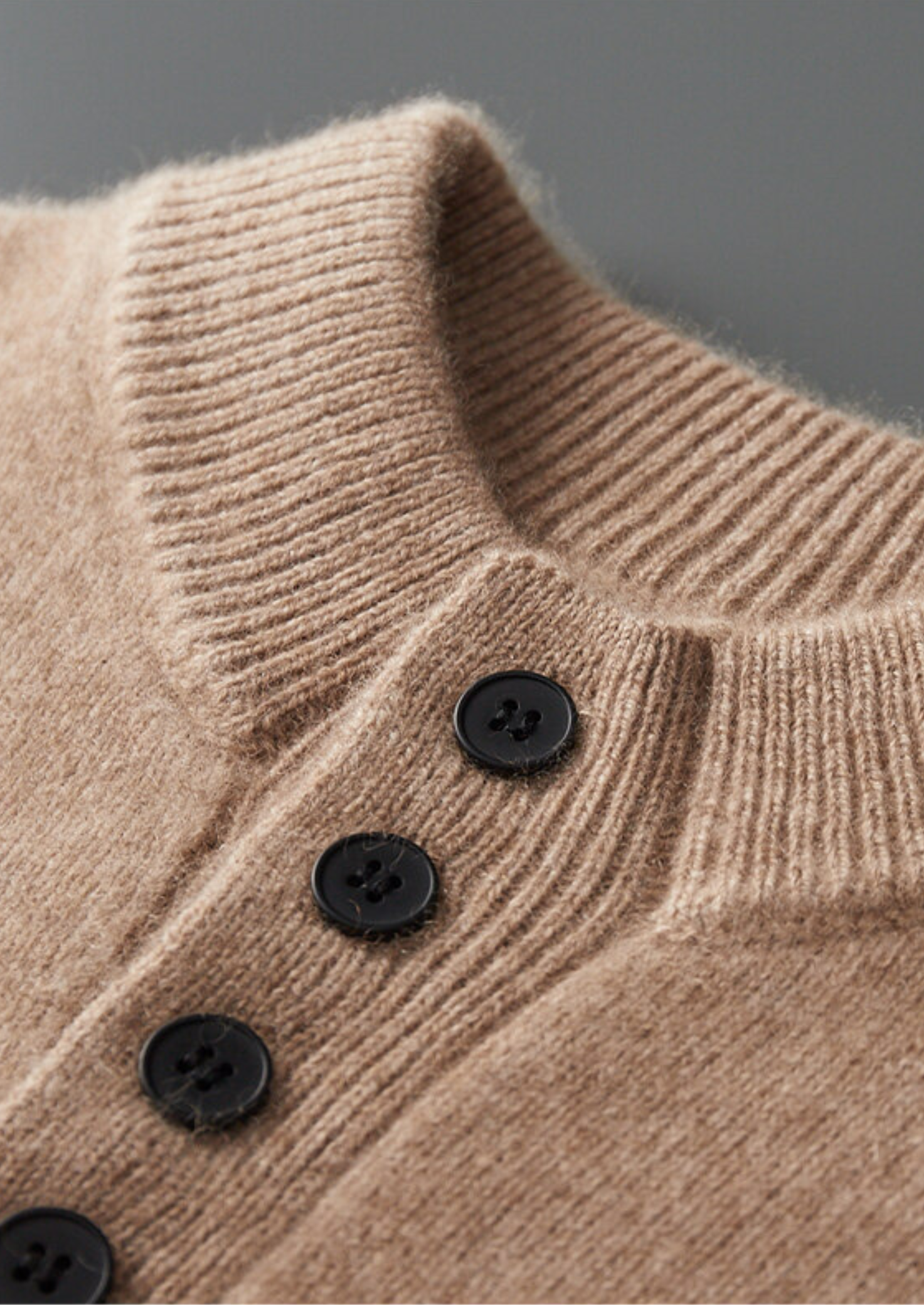 PURE CASHMERE BEIGE BUTTON SWEATER