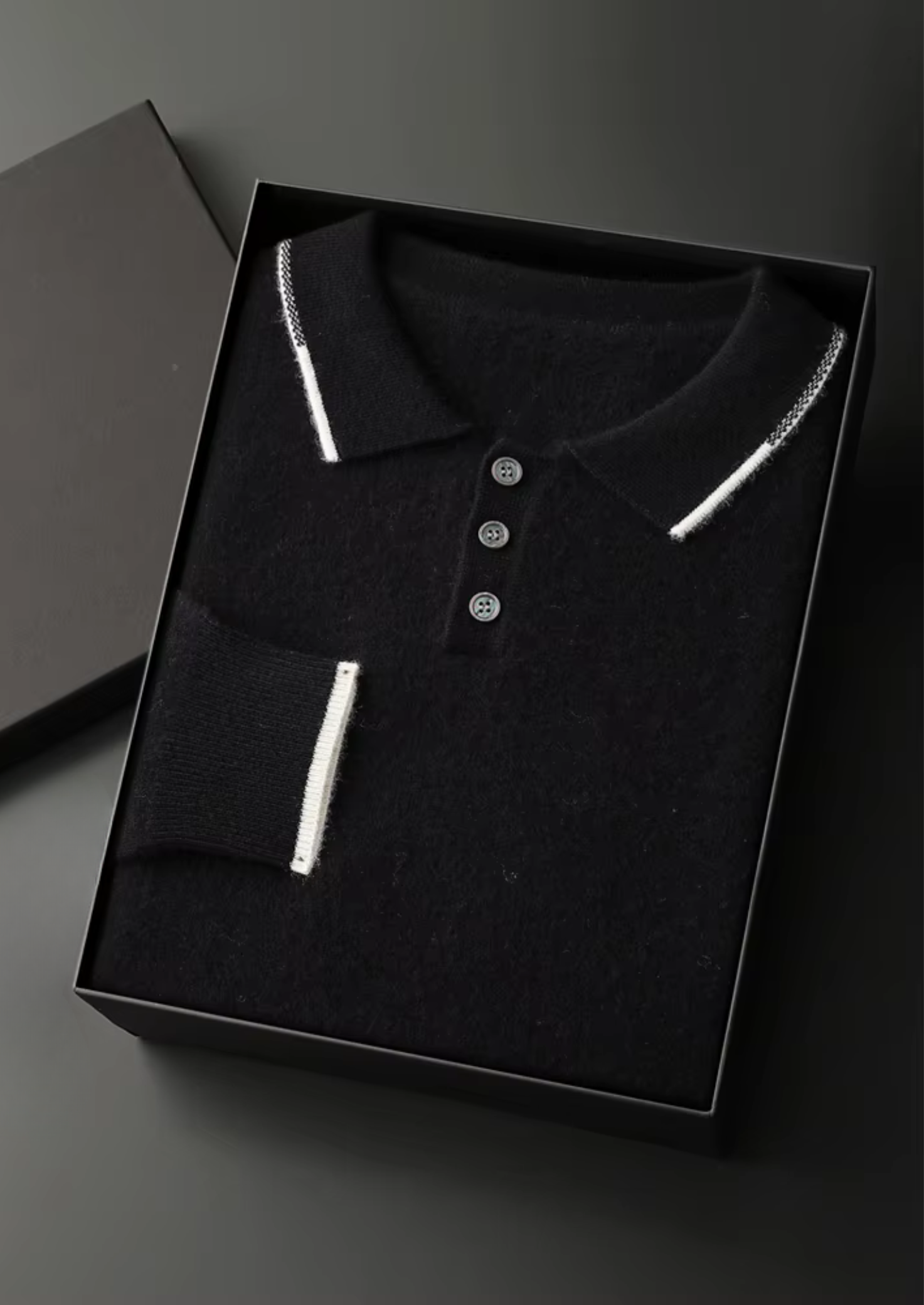 PREMIUM CASHMERE TWO TONE BUTTON POLO