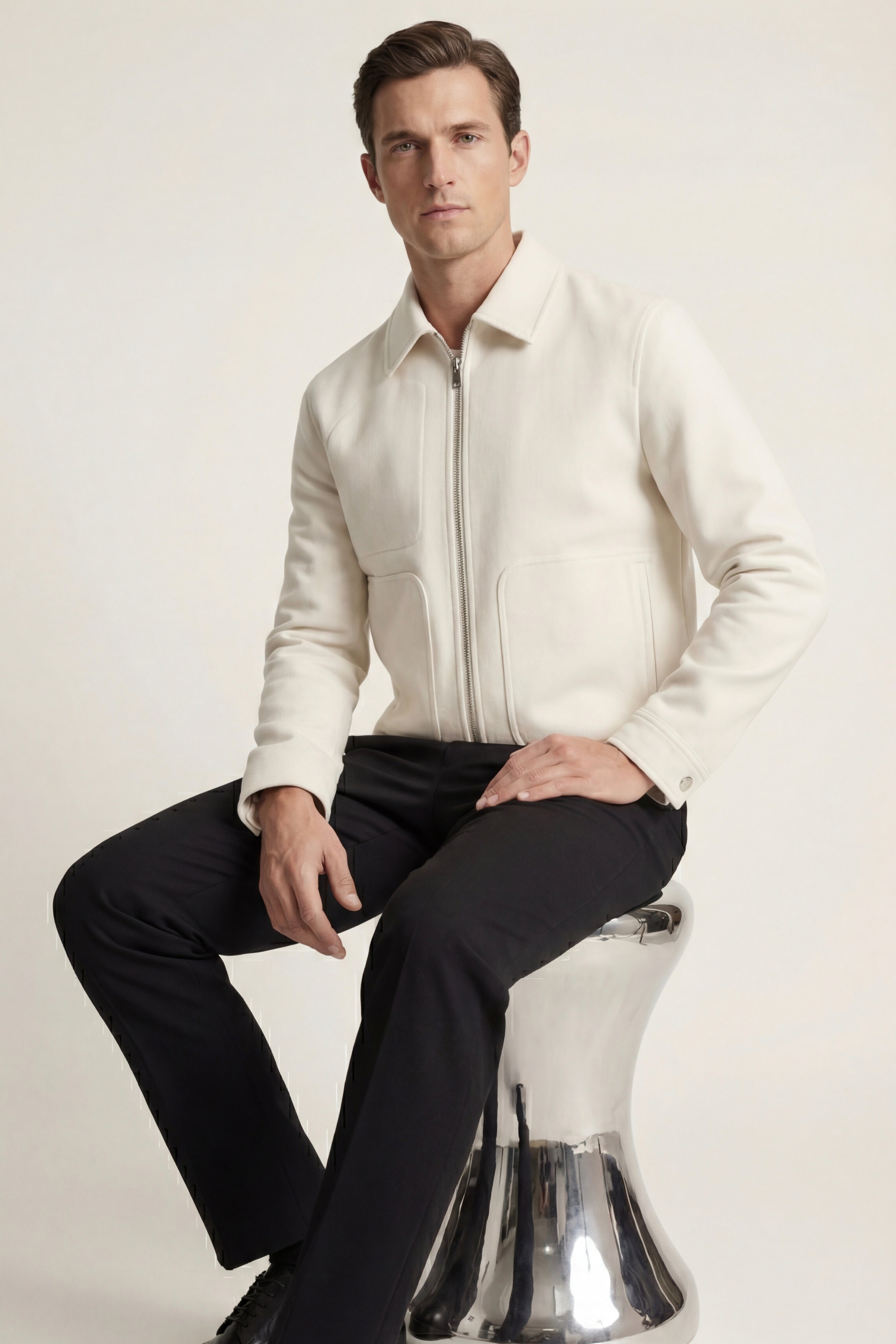 Carlo Zip Jacket Ivory