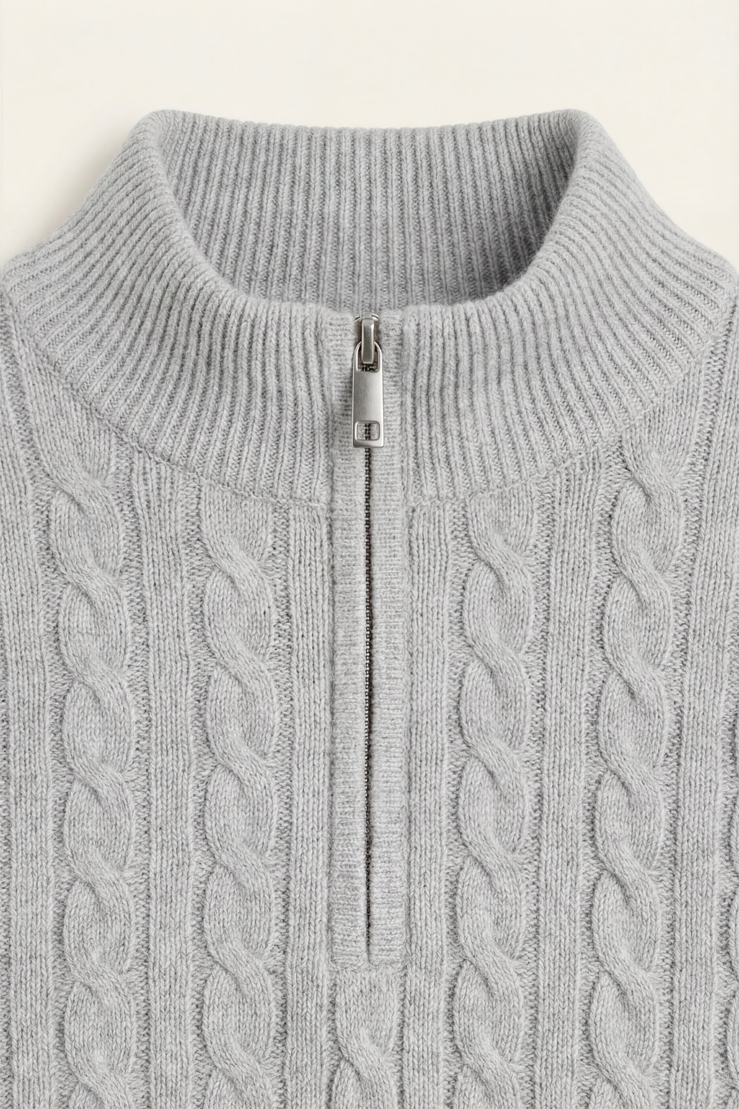 Lerano Cashmere Half-Zip Knit Grey