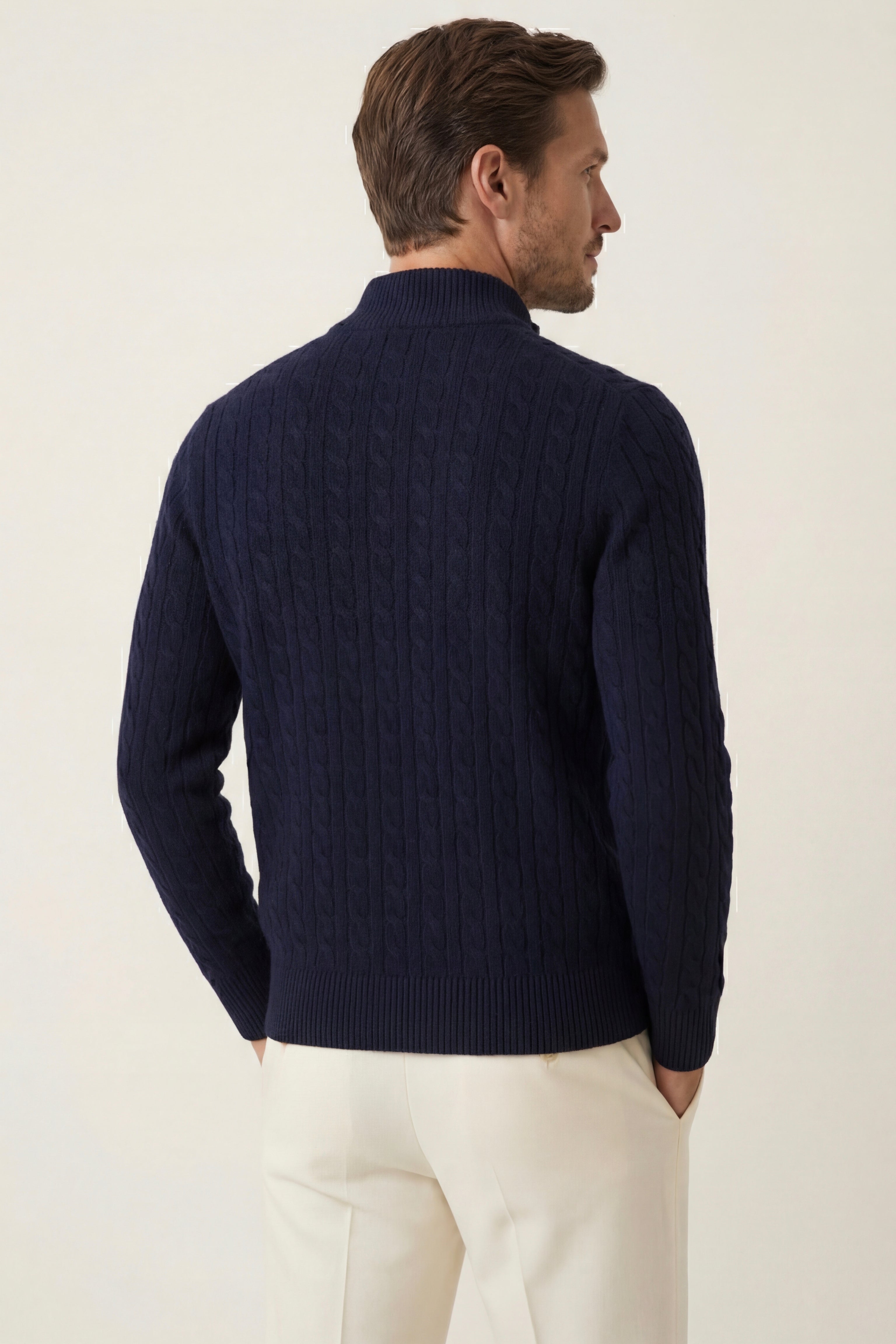 Lerano Cashmere Half-Zip Knit Navy