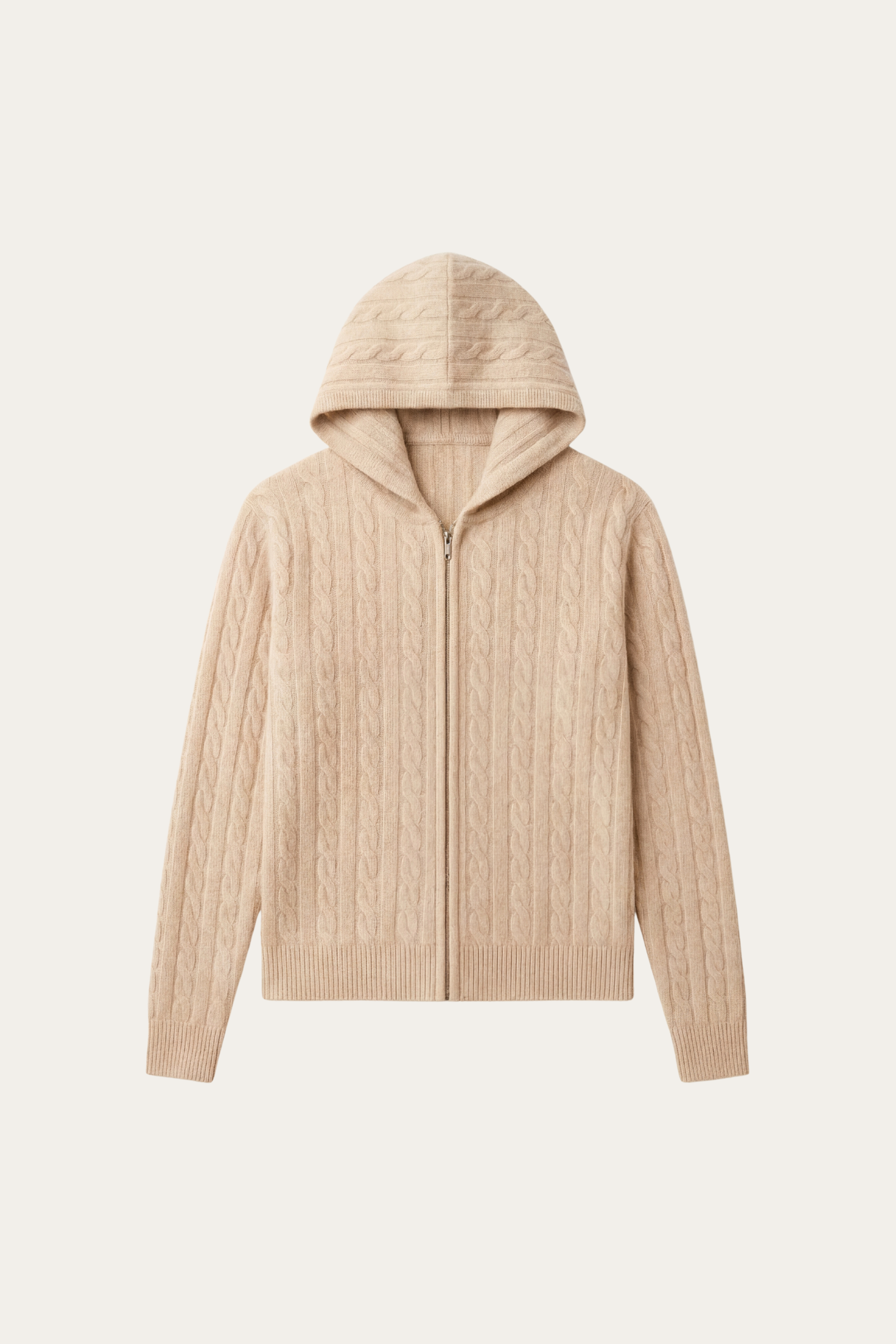 Talieri Hooded Cable Knit Beige