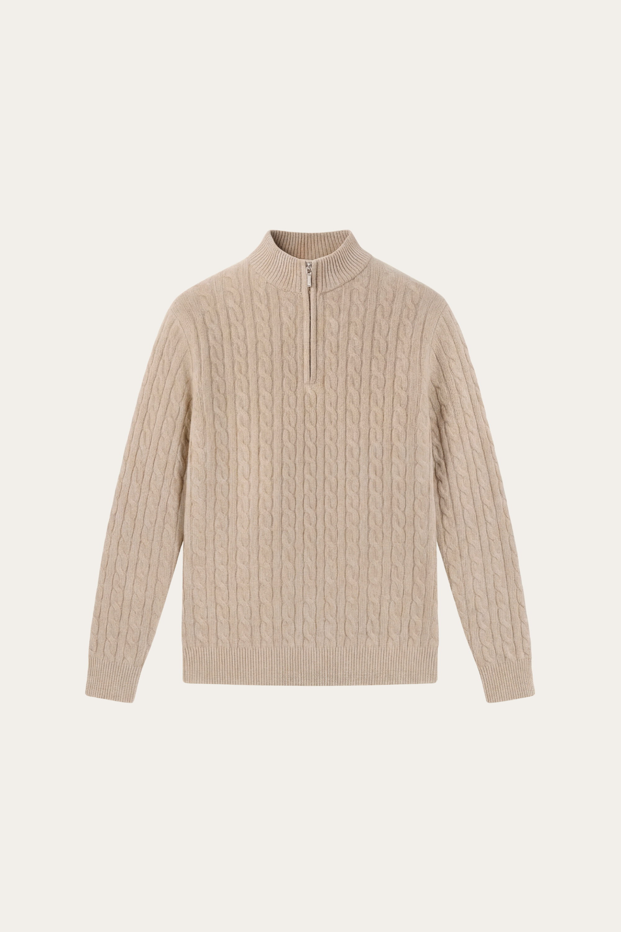 Lerano Cashmere Half-Zip Knit Beige