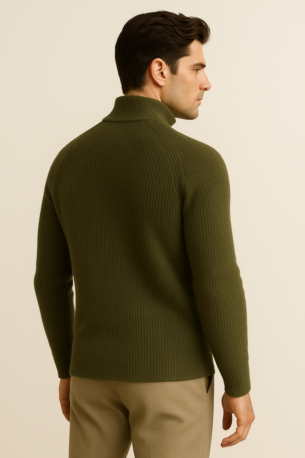 Valeno Wool Zip Knit Olive