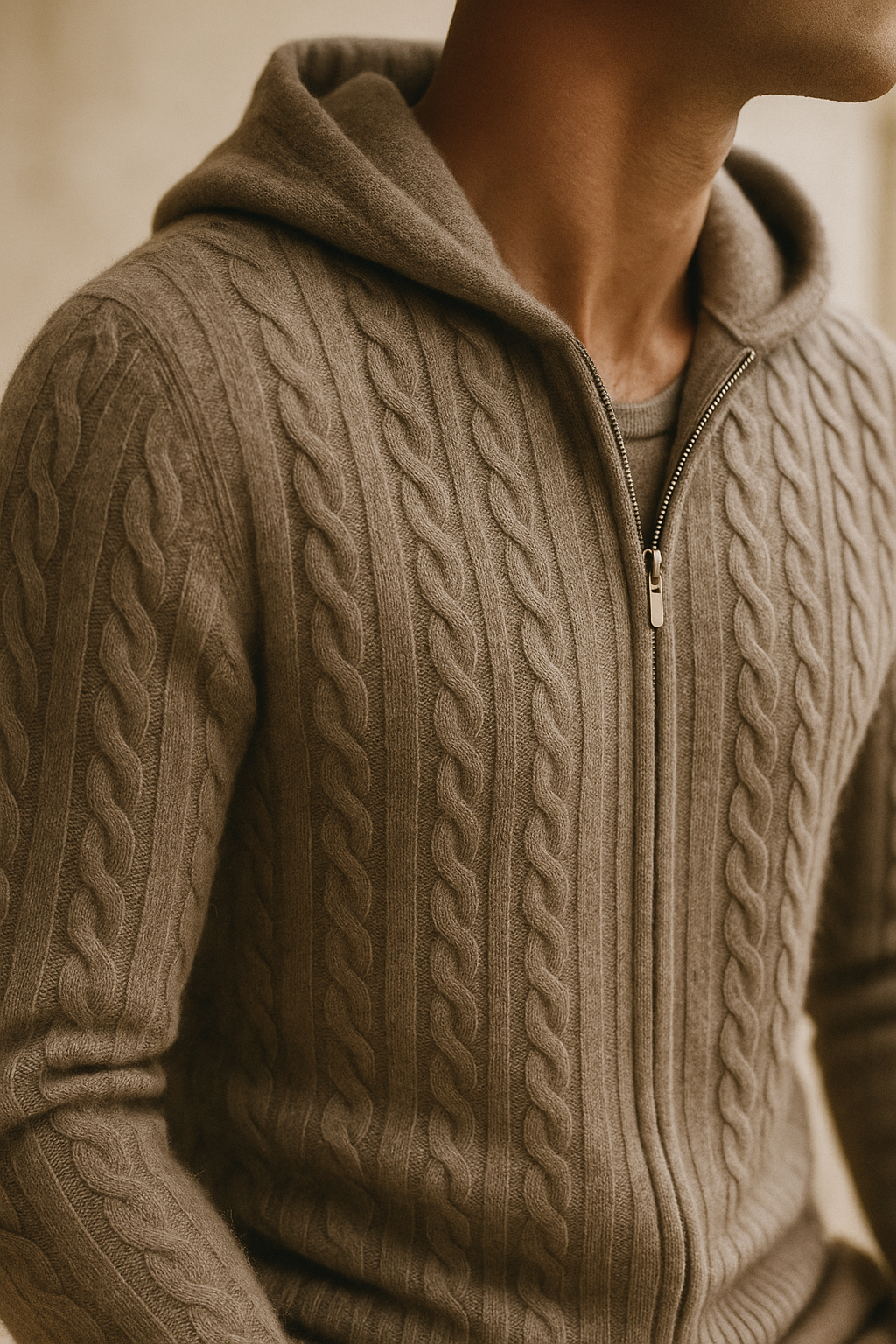 Talieri Hooded Cable Knit Grey