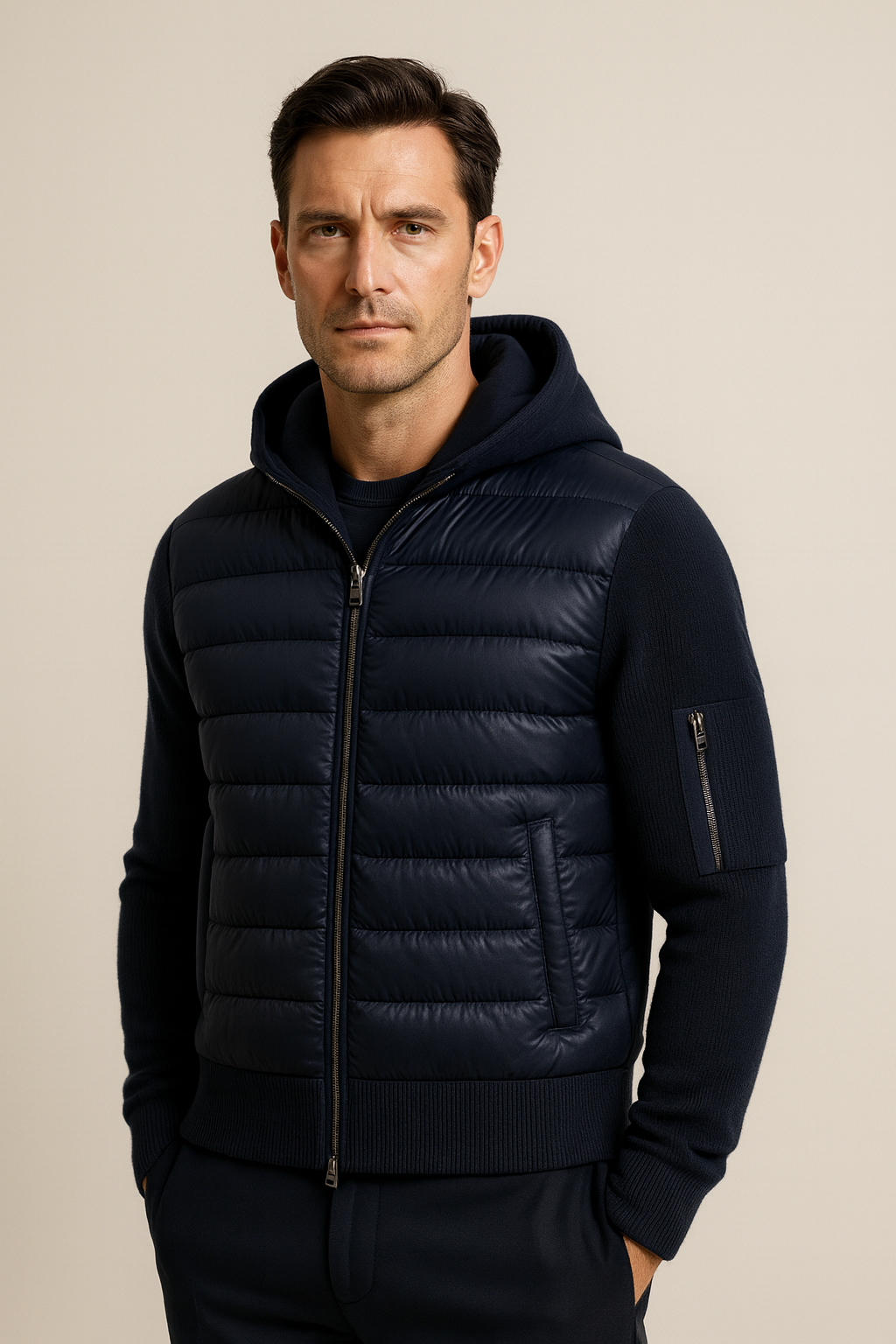 Valmero Hybrid Zip Jacket Navy