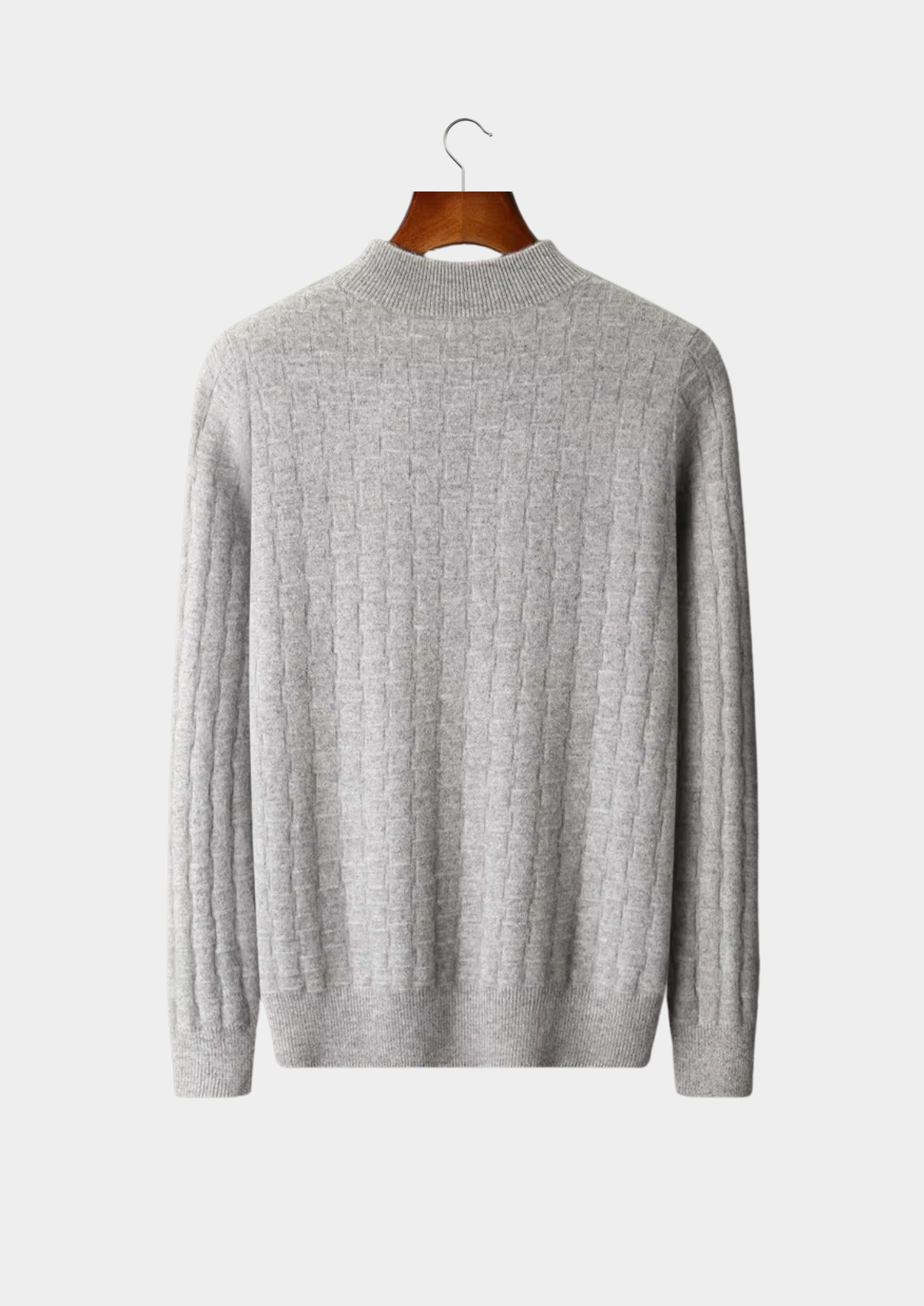 PURE EXTRA-FINE MERINO WOOL TEXTURED MOCKNECK
