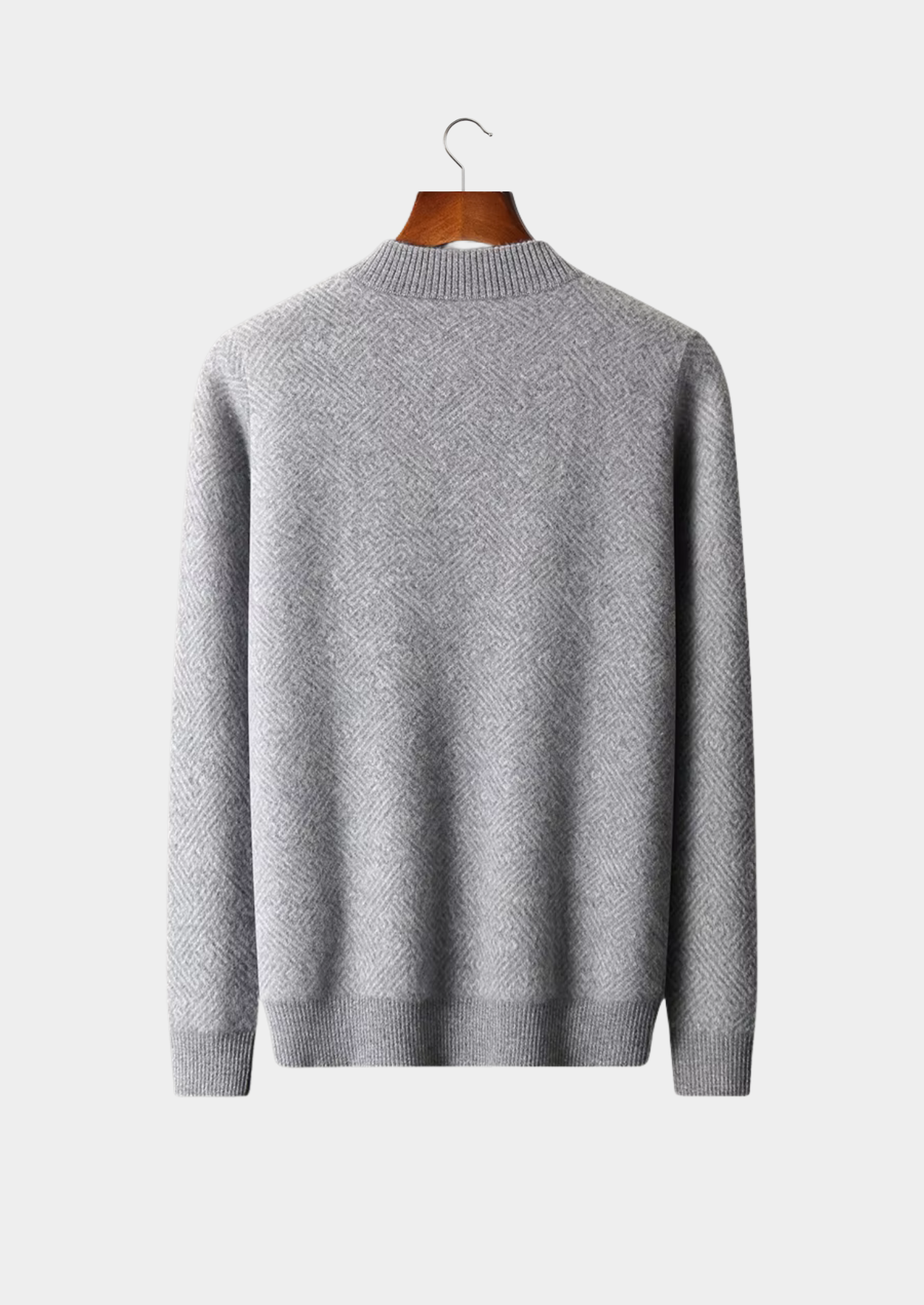 PREMIUM CASHMERE PATTERNED HALF-ZIP SWEATER