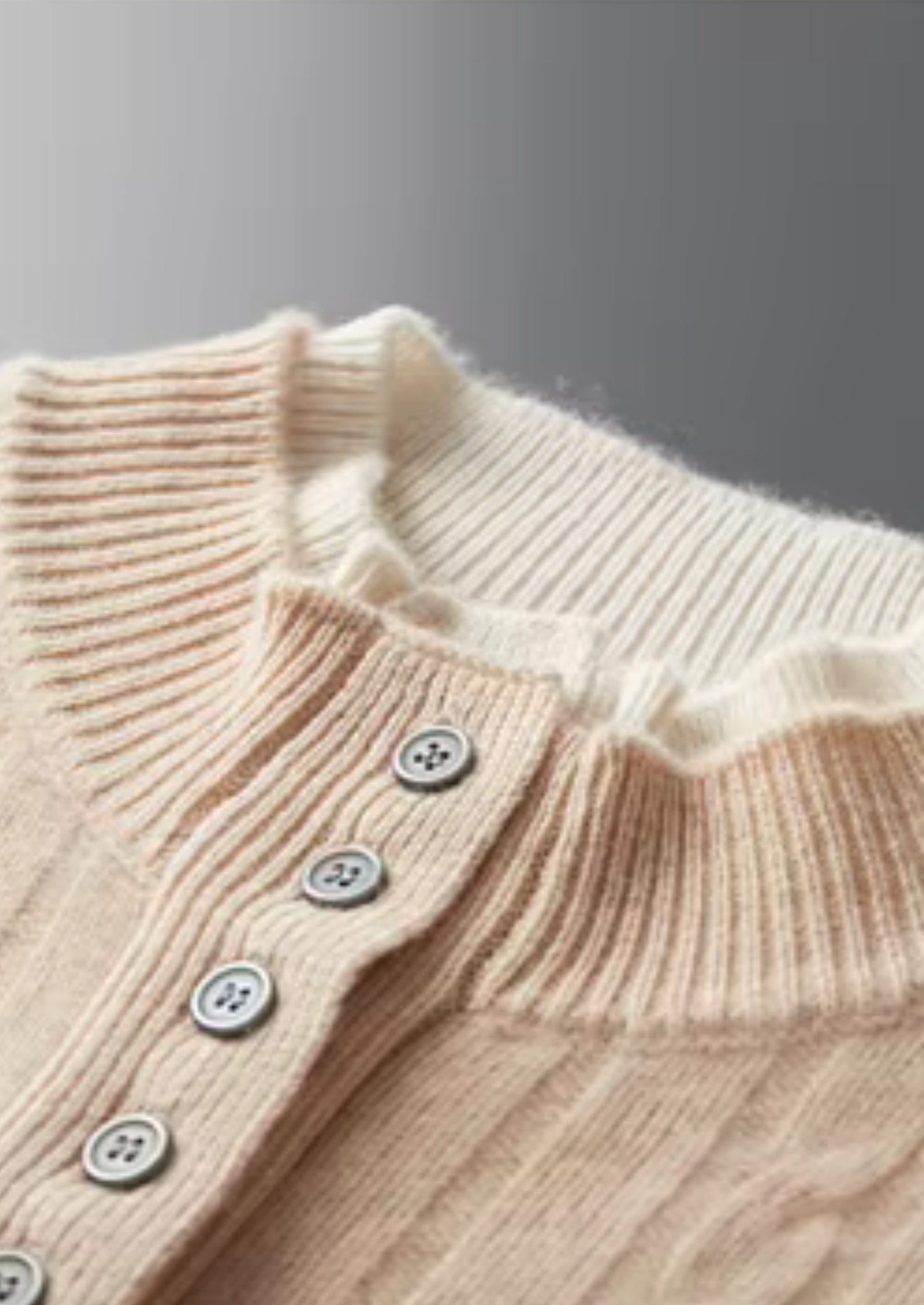 PURE EXTRA-FINE MERINO WOOL CABLE KNIT HENLEY SWEATER