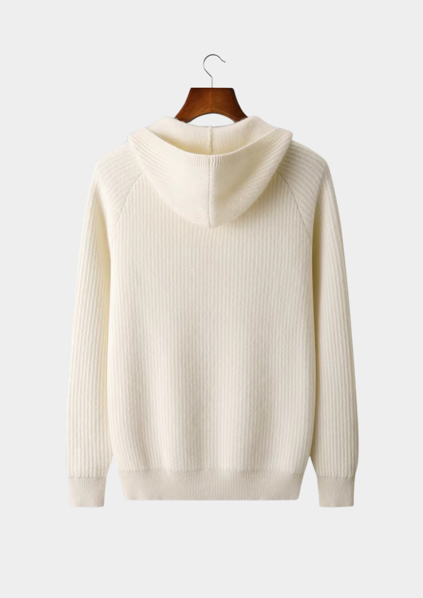 MERVENS PURE EXTRA-FINE MERINO WOOL RIBBED ZIPPER HOODIE