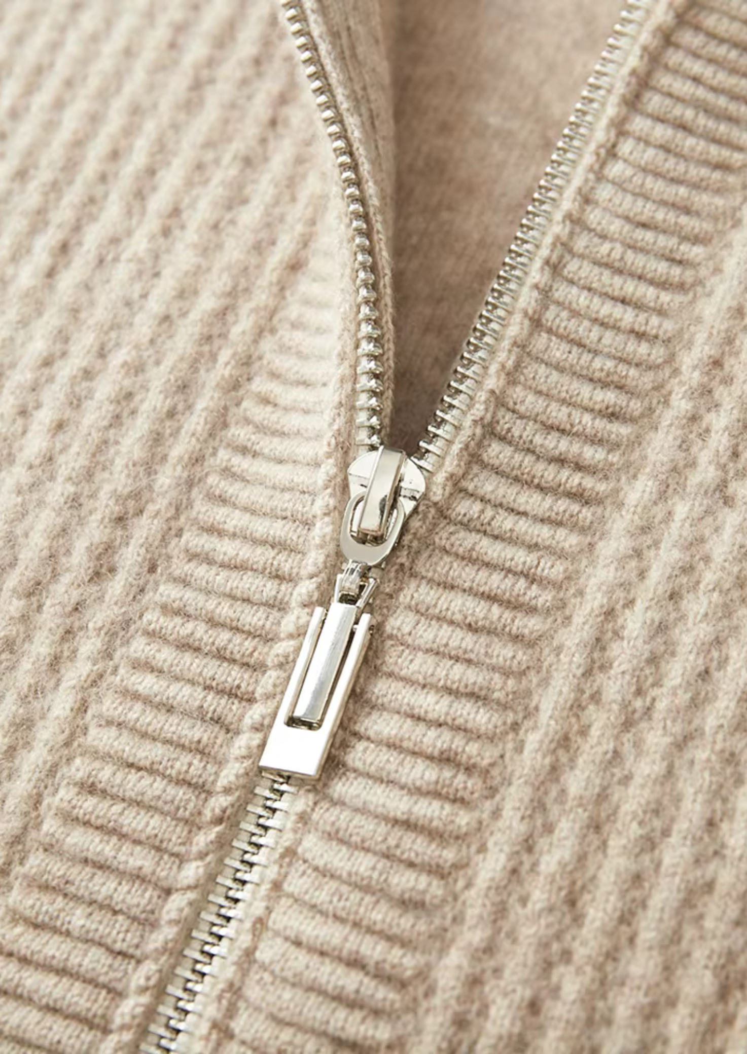 MERVENS PURE EXTRA-FINE MERINO WOOL RIBBED ZIPPER HOODIE