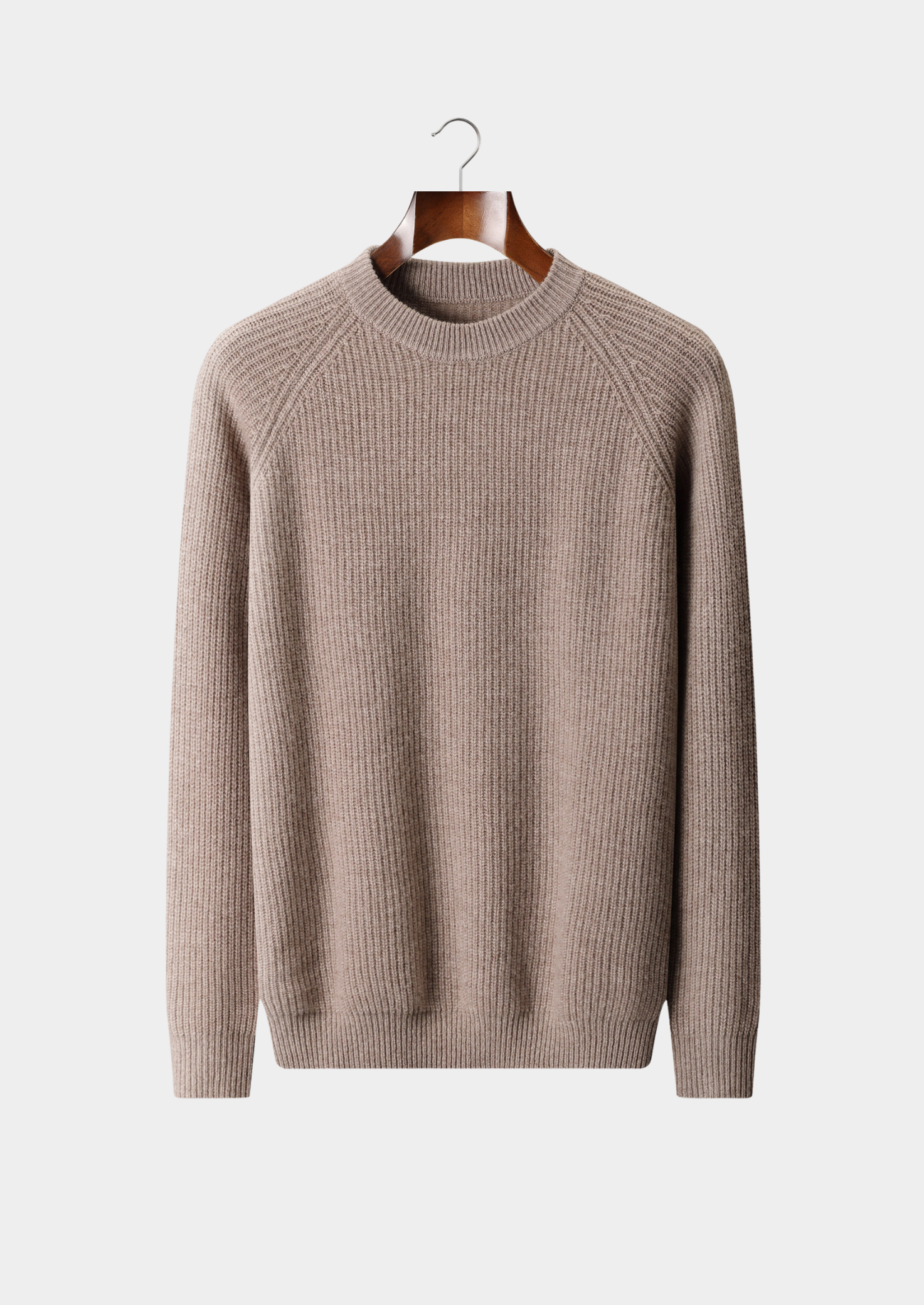 PURE EXTRA-FINE MERINO WOOL RIBBED RAGLAN CREWNECK