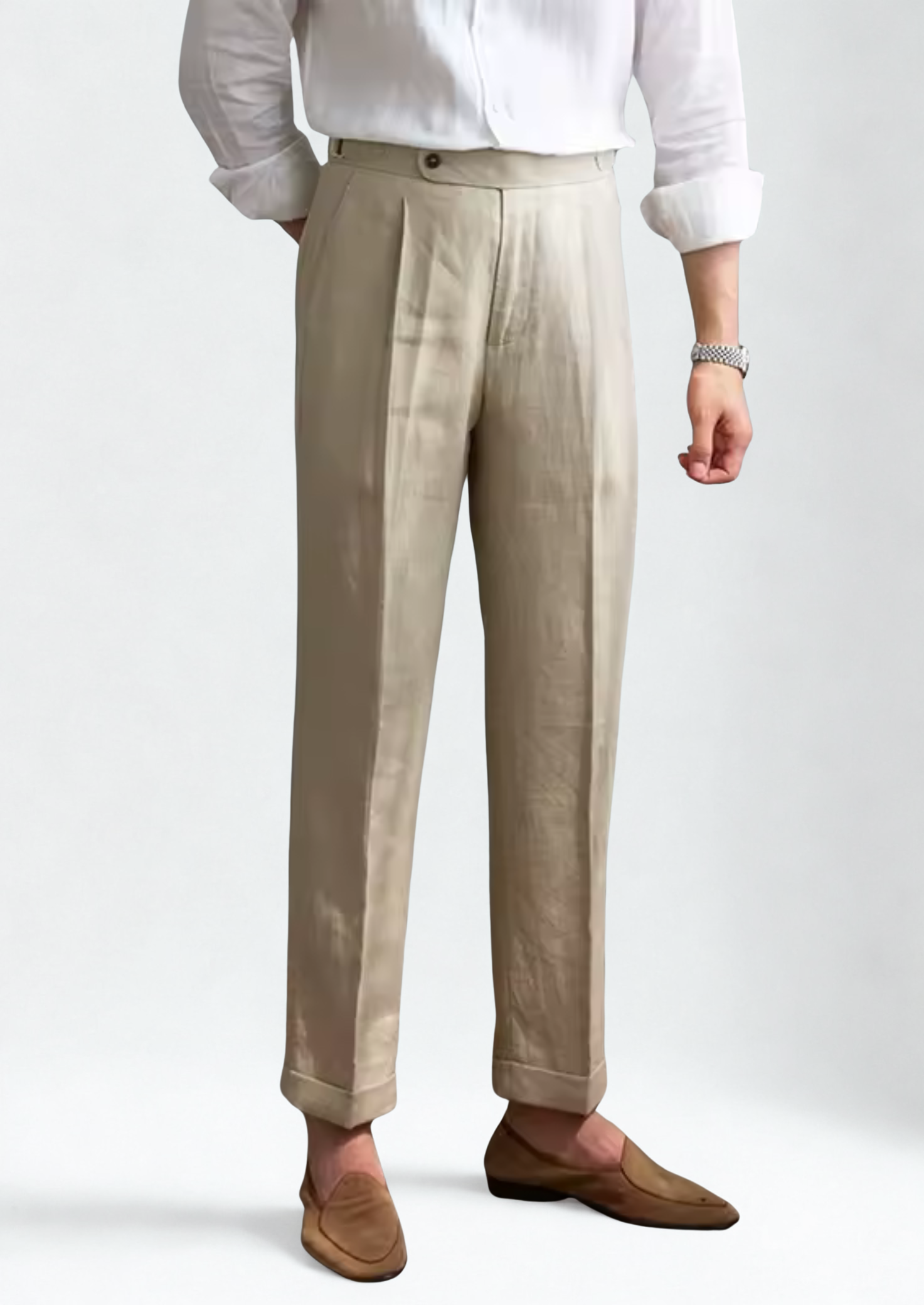 TUSCANY PLEATED COASTAL TROUSERS - Sand