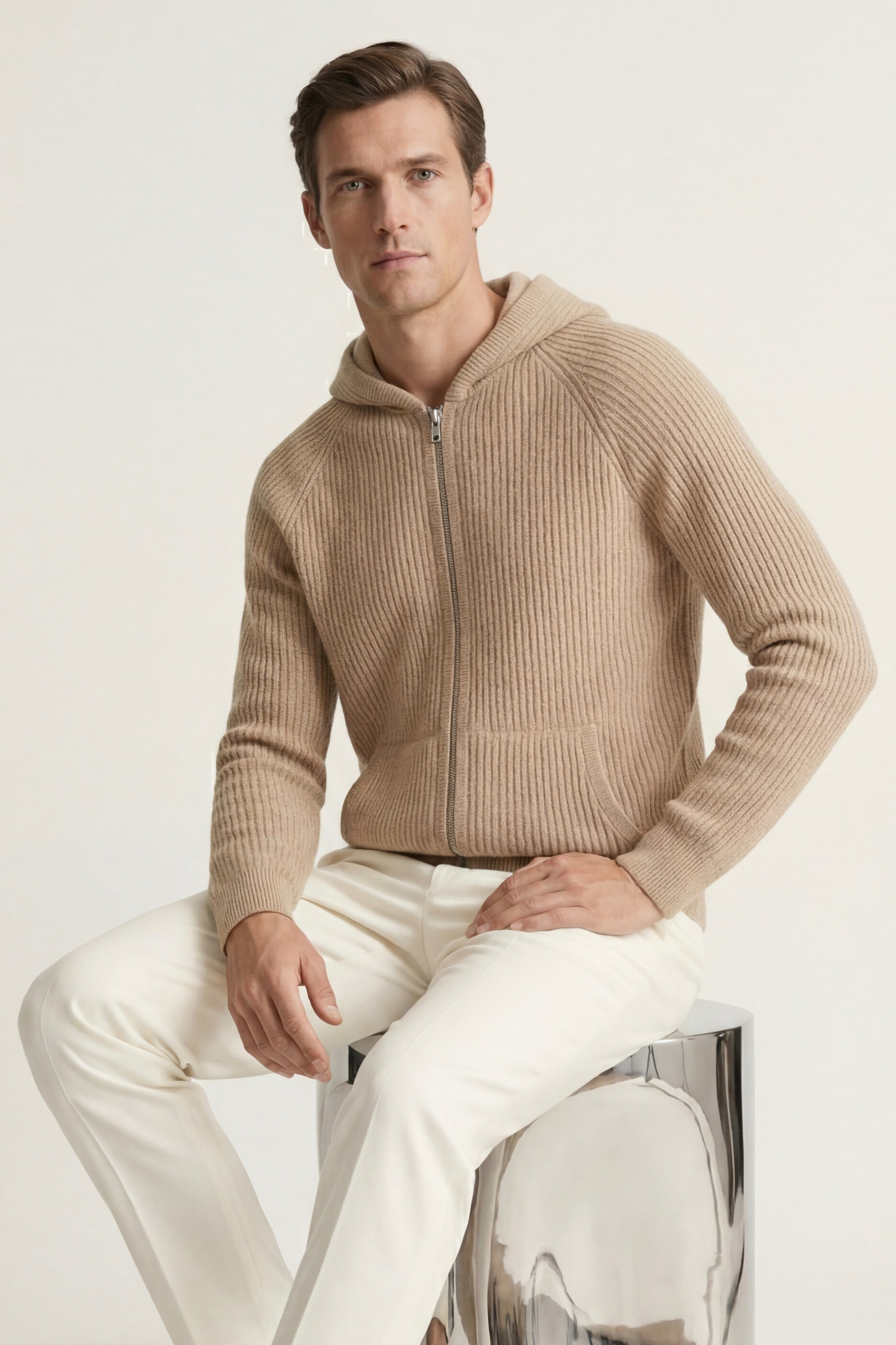 Sorrento Hooded Knit Light Brown