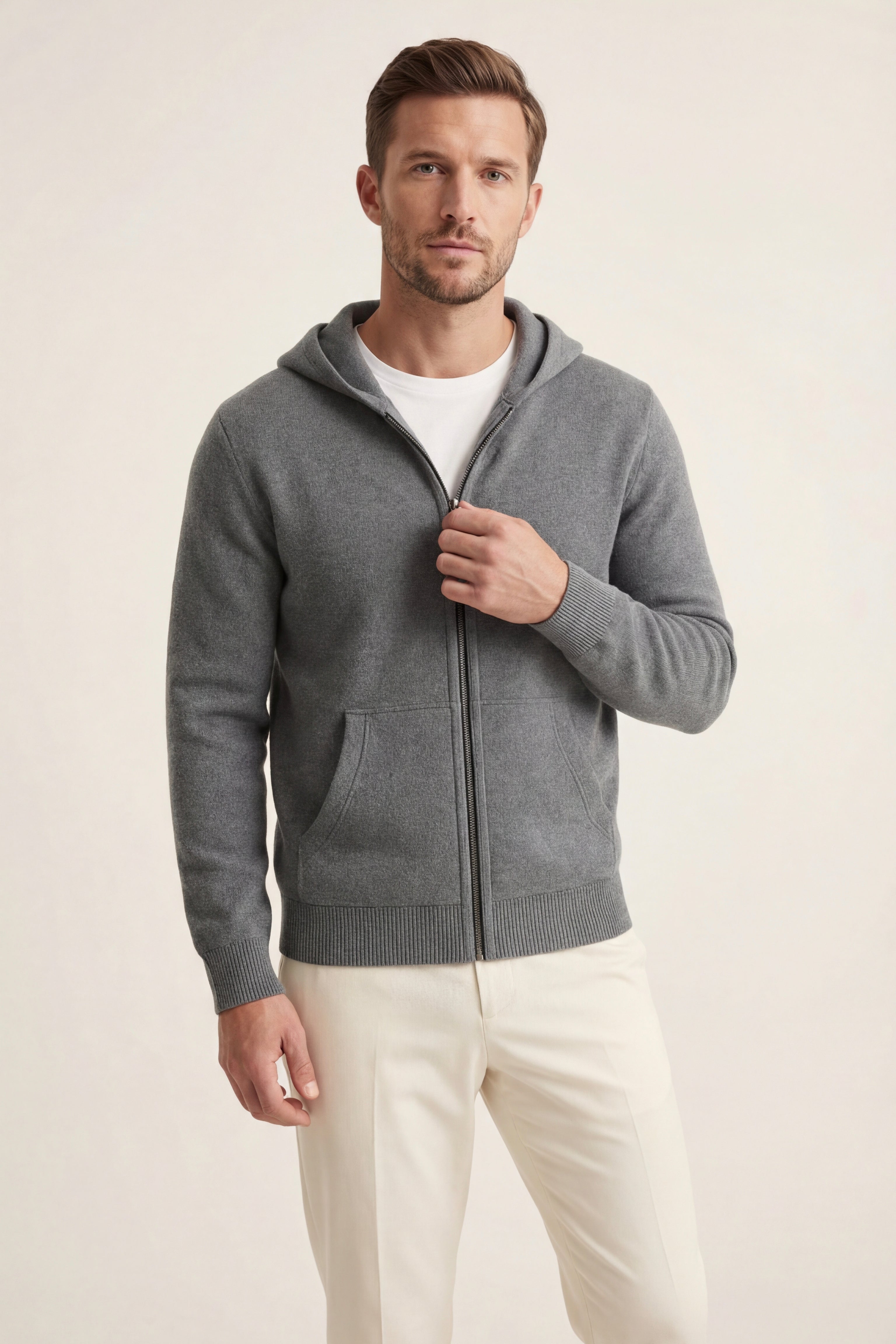 Tavole Hooded Zip Dark Grey