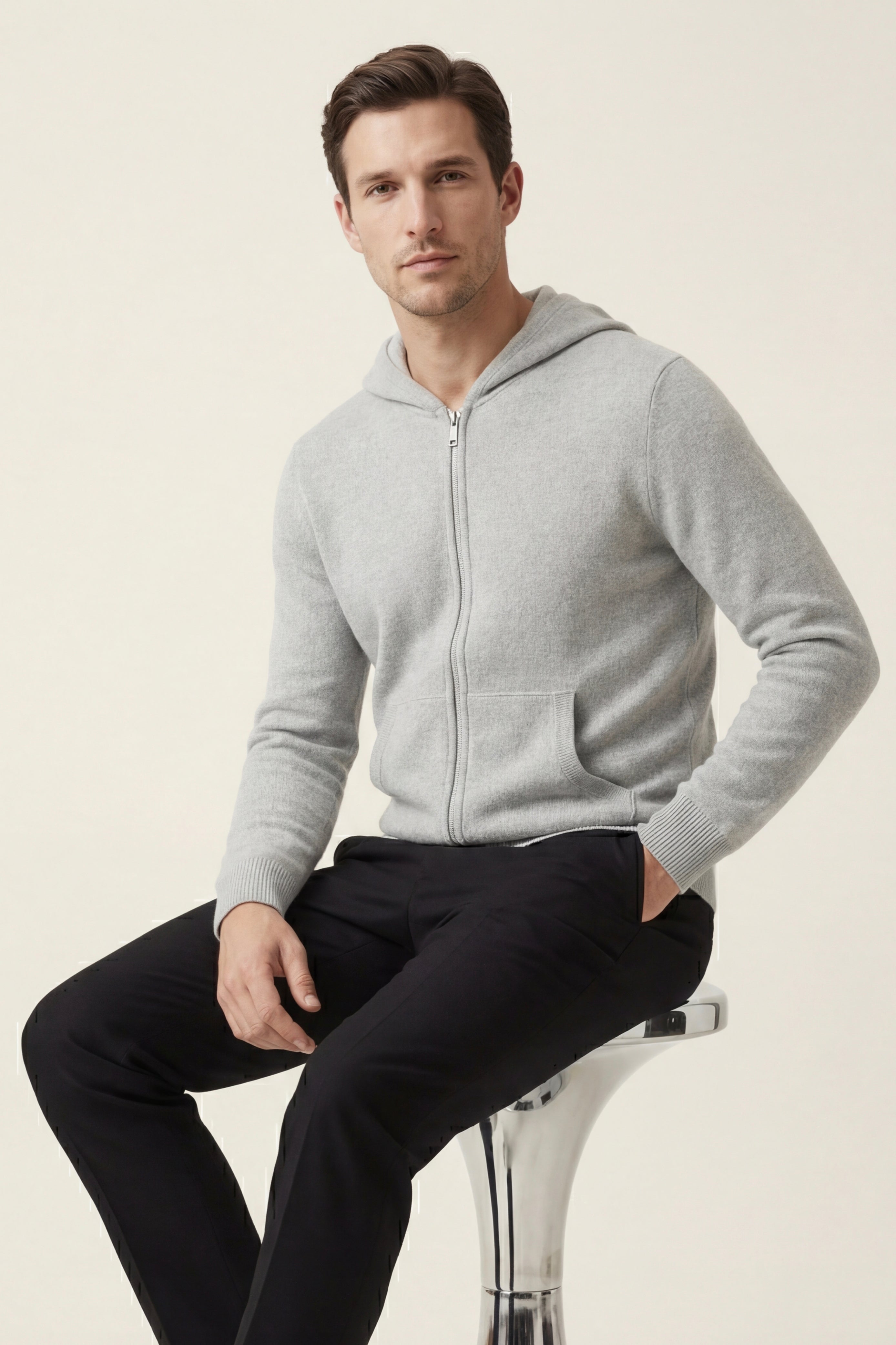 Tavole Hooded Zip Grey