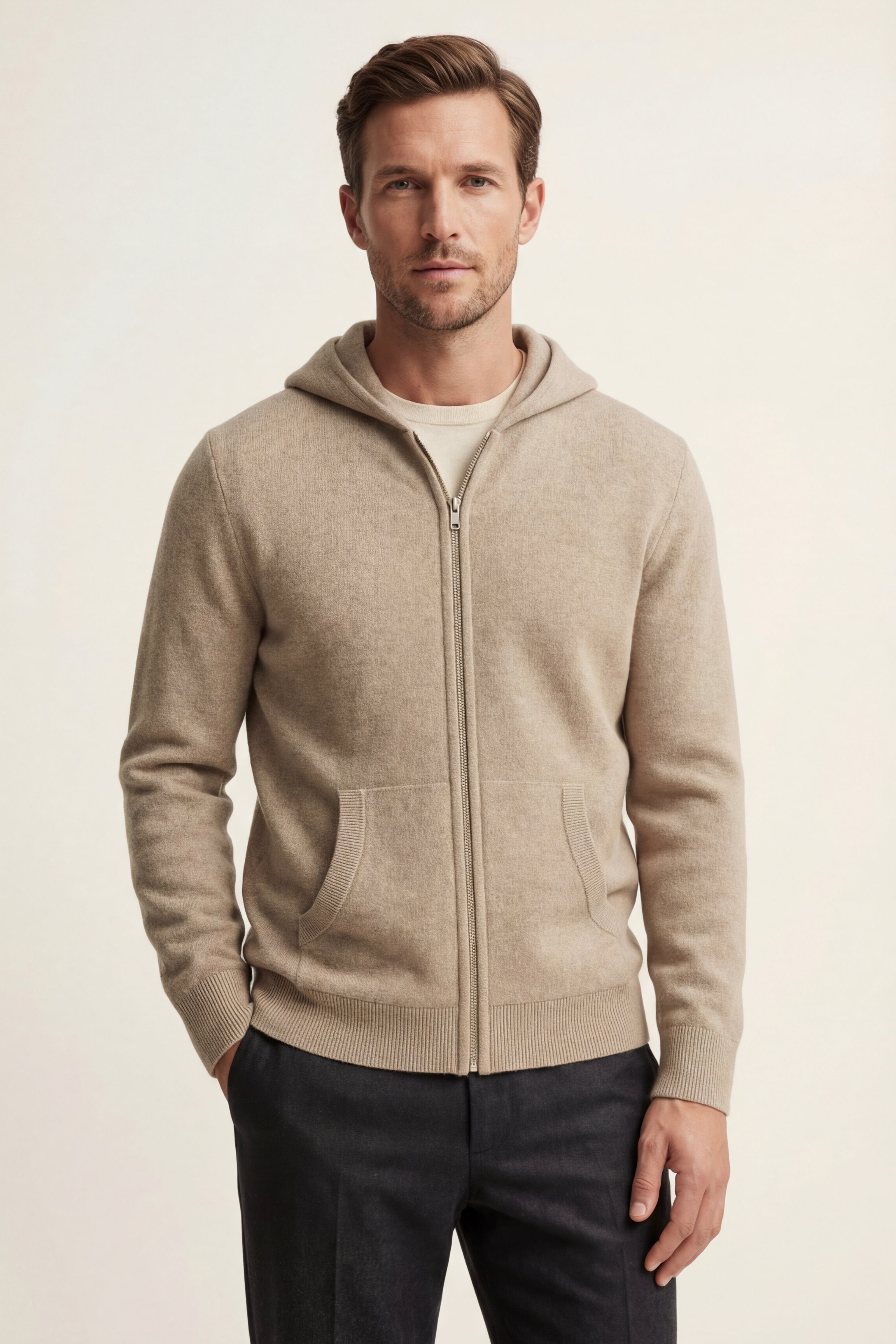 Tavole Hooded Zip Taupe