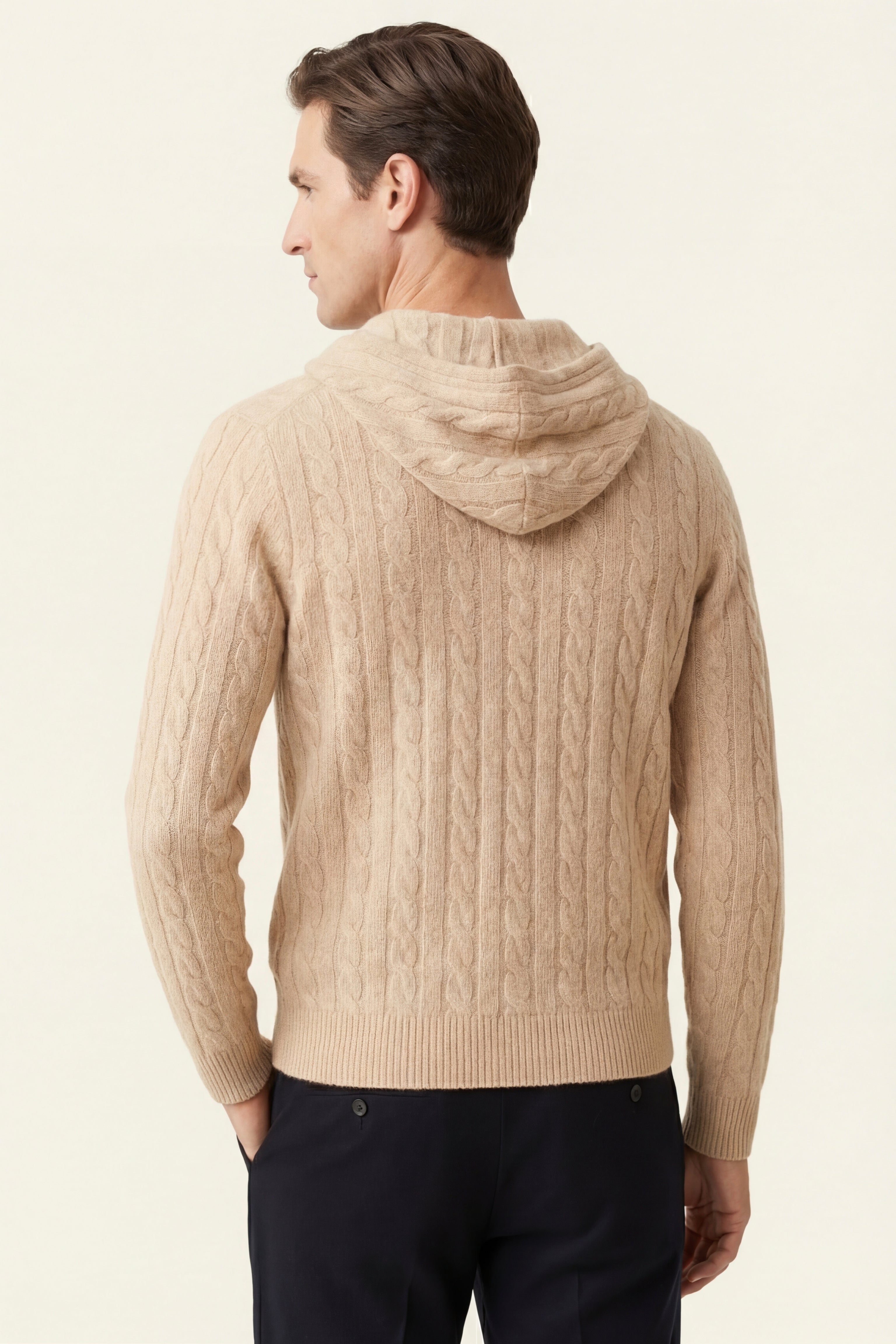 Talieri Hooded Cable Knit Beige