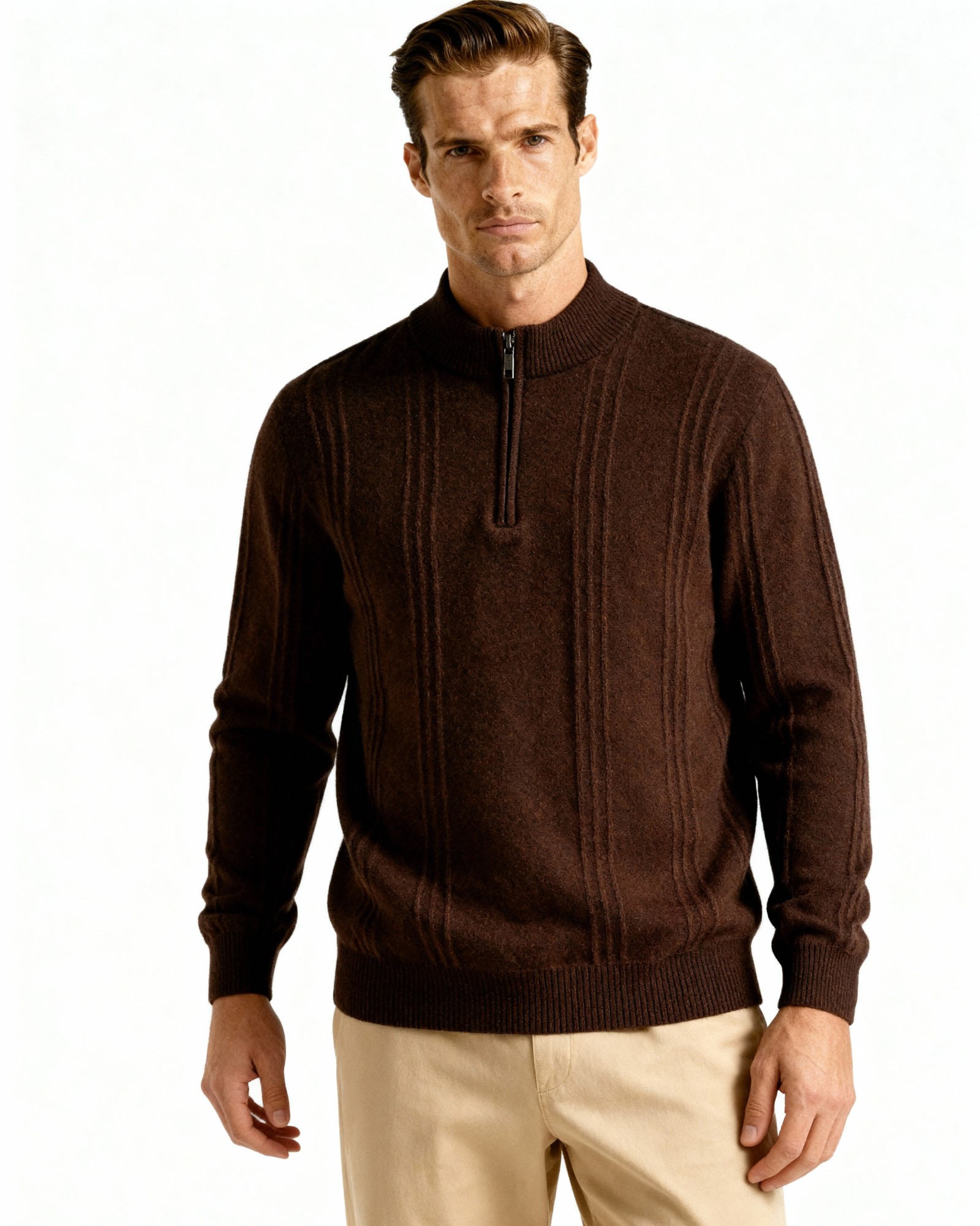 Cashmere Ribbed Half Zip