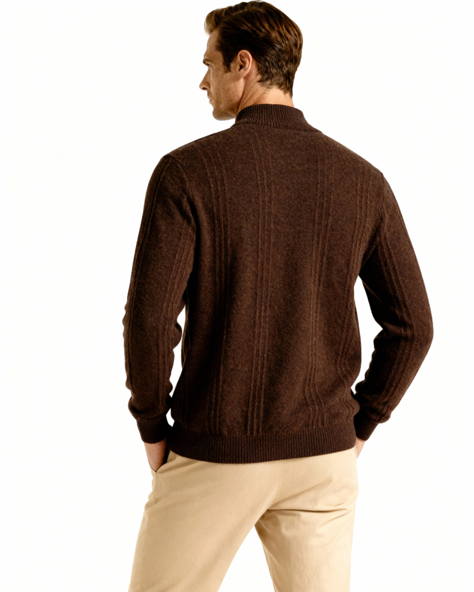 Cashmere Ribbed Half Zip