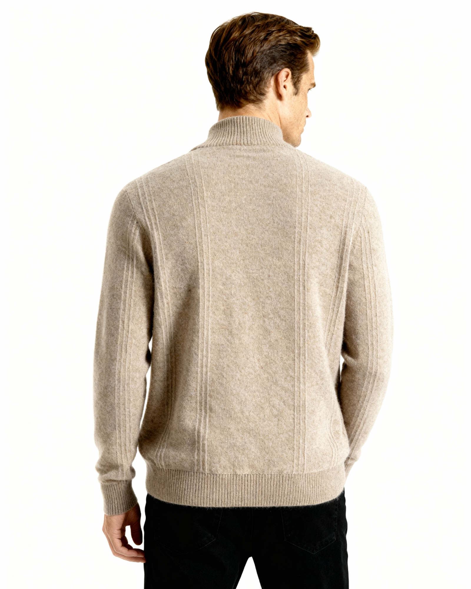 Cashmere Ribbed Half Zip