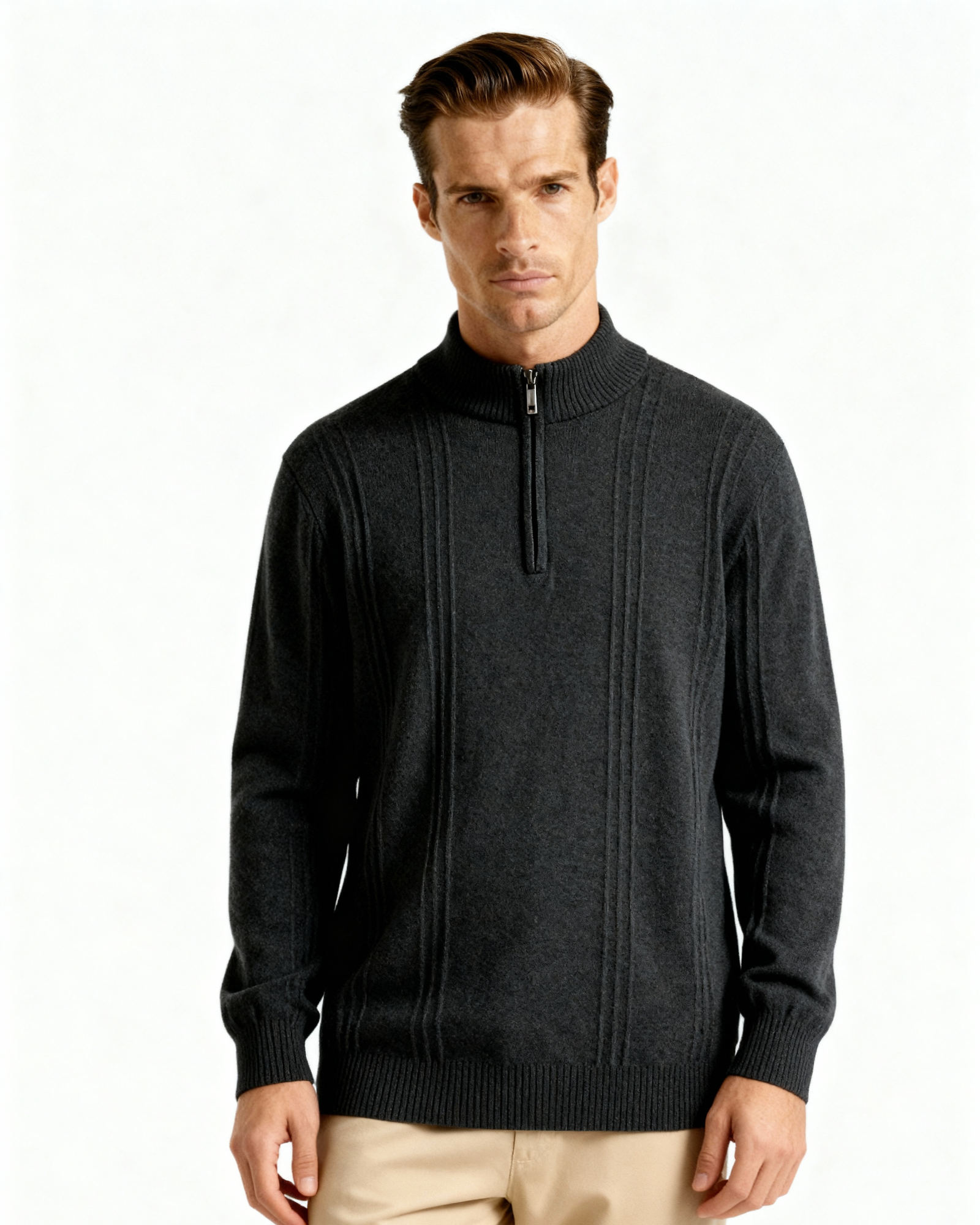 Cashmere Ribbed Half Zip